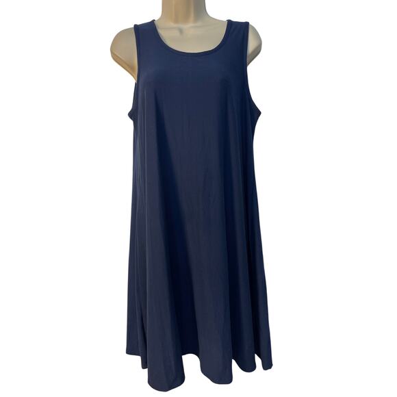 Time and Tru Casual Sleeveless Crewneck Flare Midi Dress Navy Blue L(12-14) - Picture 1 of 8
